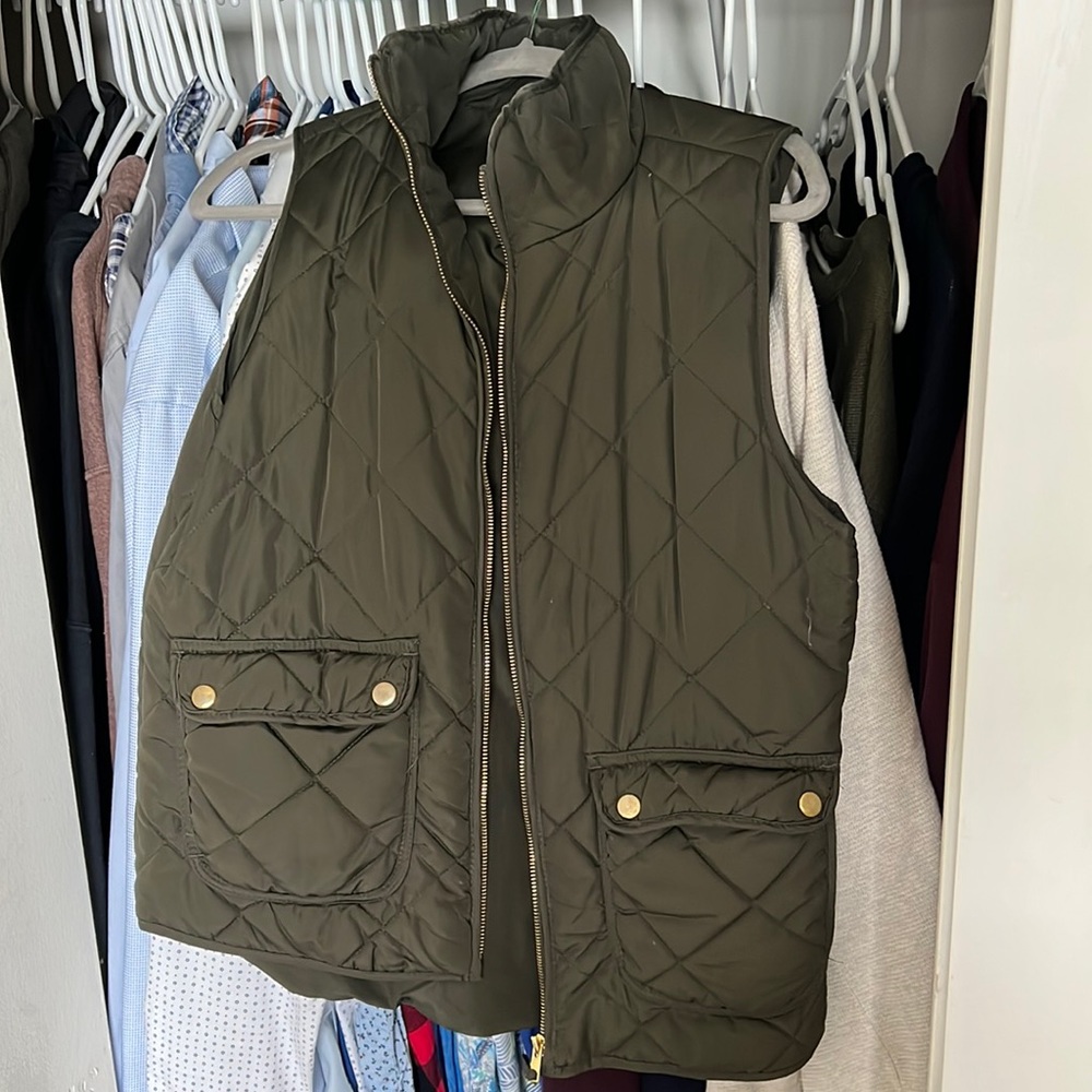 Francesca’s quilted army green vest. Size medium